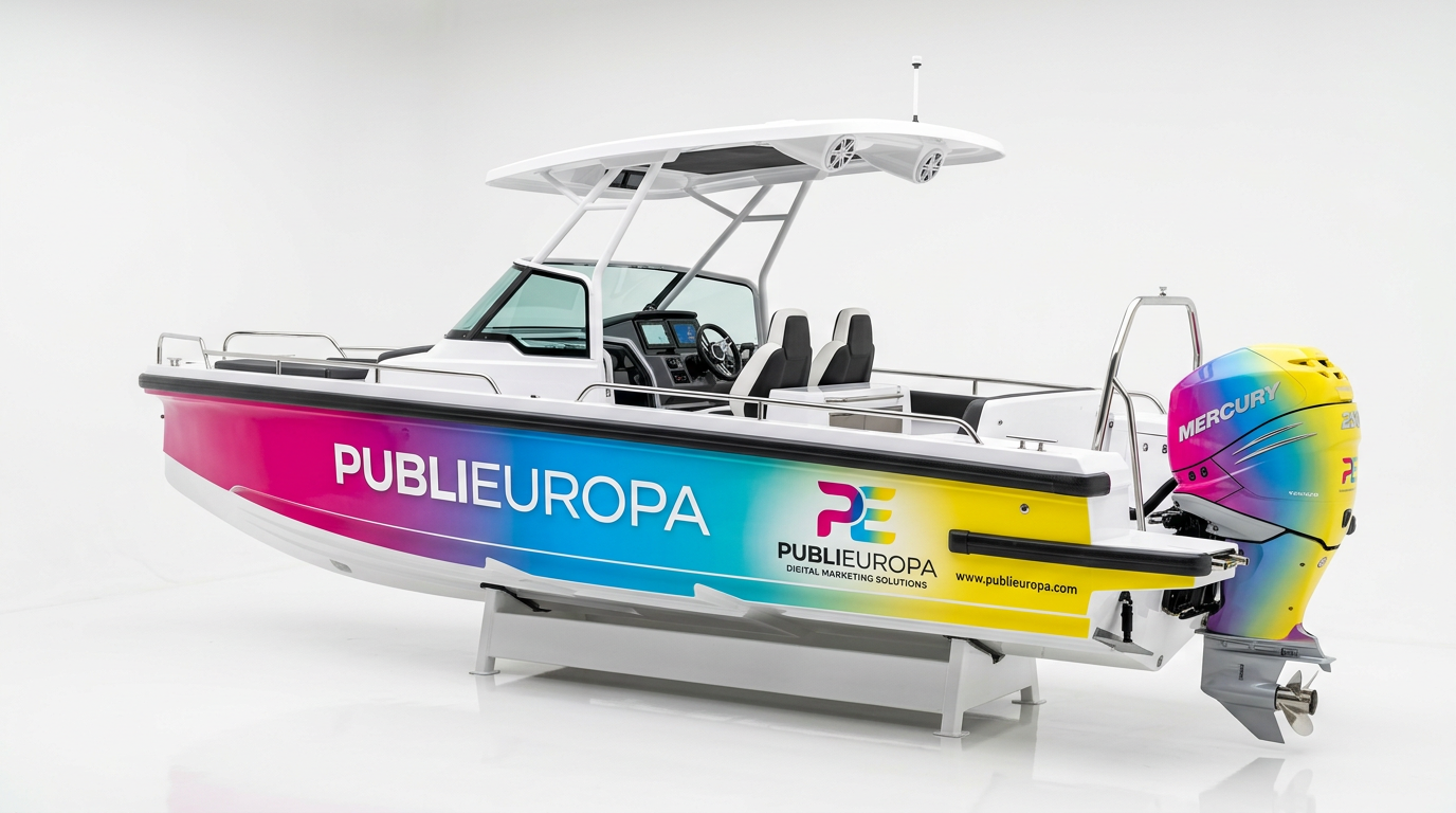 Barca da diporto con branding nautico